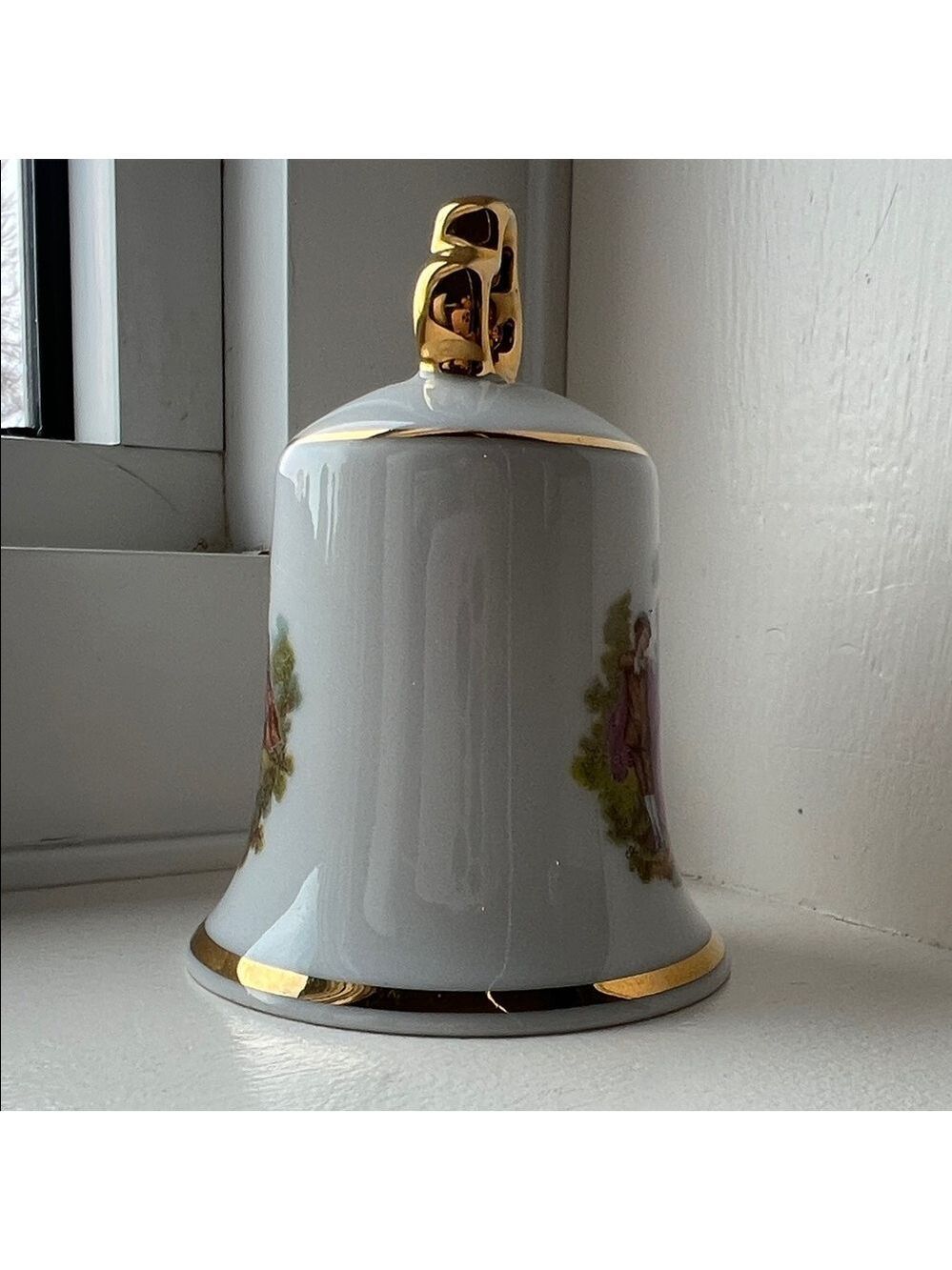 Maison Birks Vintage Limoges-style Porcelain Handbell with Gold Trim - Picture 11 of 13